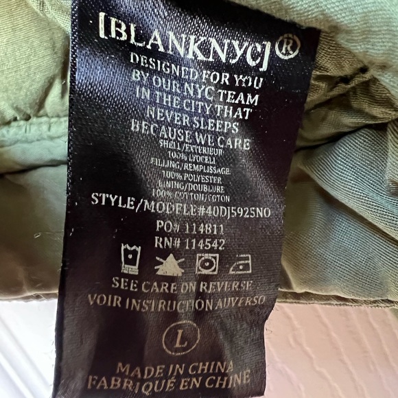 EUC Blank NYC quilted hooded jacket women’s size Large - Picture 5 of 6